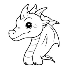 Cute vector illustration Dragon hand drawn for kids coloring page