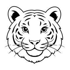 Simple vector illustration of Tiger drawing for kids page