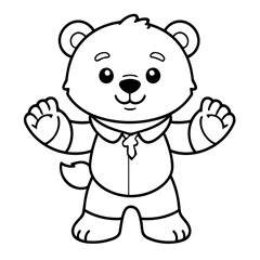Vector illustration of a cute Bear drawing for toddlers coloring activity