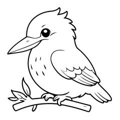Simple vector illustration of Kingfisher hand drawn for kids page