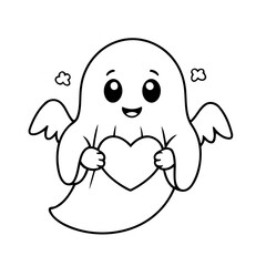 Simple vector illustration of Ghost drawing for toddlers coloring activity