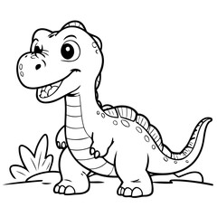 Vector illustration of a cute Dino drawing colouring activity