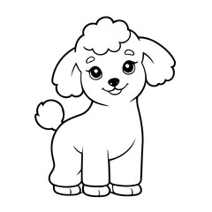 Vector illustration of a cute poodle doodle for toddlers worksheet