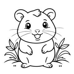 Simple vector illustration of Hamster drawing for kids page