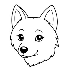 Vector illustration of a cute Husky drawing for kids colouring page