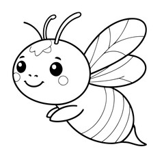 Simple vector illustration of Bee for children colouring activity