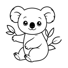 Simple vector illustration of koala hand drawn for toddlers