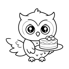 Cute vector illustration Owl for kids coloring activity page