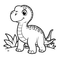 Simple vector illustration of Dino drawing for kids colouring activity