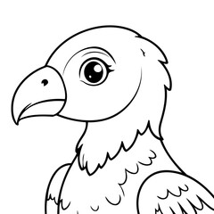 Simple vector illustration of Vulture colouring page for kids