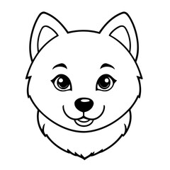 Simple vector illustration of Husky hand drawn for kids page