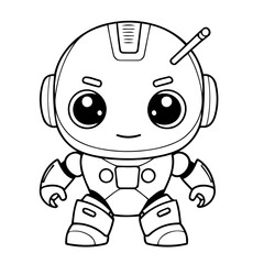 Vector illustration of a cute Robot drawing for kids colouring page