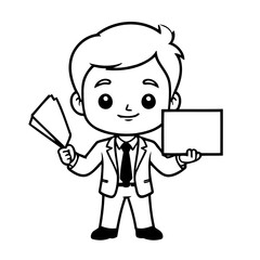 Cute vector illustration Businessman drawing colouring activity