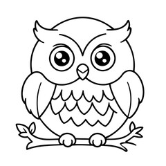 Simple vector illustration of Owl drawing for kids page