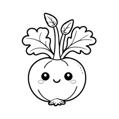 Simple vector illustration of Turnip hand drawn for toddlers