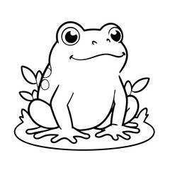 Simple vector illustration of Frog outline for colouring page