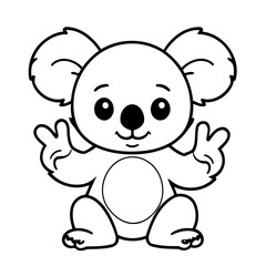 Cute vector illustration Koala doodle black and white for kids page