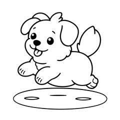 Cute vector illustration Havanese doodle black and white for kids page