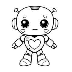Cute vector illustration Robot doodle for kids coloring worksheet