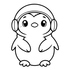 Vector illustration of a cute Penguin drawing for kids page