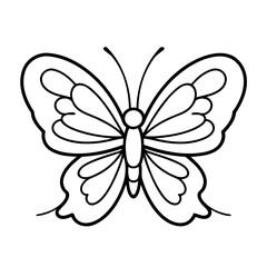 Simple vector illustration of Butterfly hand drawn for kids coloring page