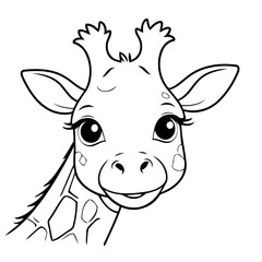 Cute vector illustration Giraffe doodle black and white for kids page
