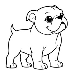 Vector illustration of a cute Bulldog drawing for kids colouring activity