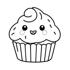 Cute vector illustration Muffin doodle for kids coloring worksheet