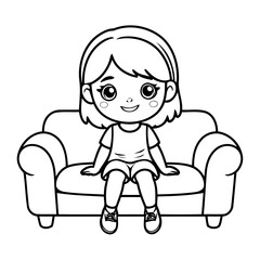 Vector illustration of a cute Girl doodle for kids coloring worksheet
