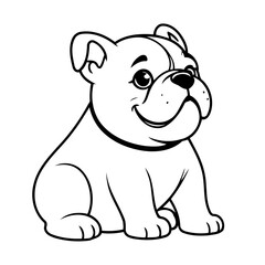 Simple vector illustration of Bulldog for children colouring activity