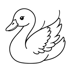 Cute vector illustration Swan drawing for toddlers book