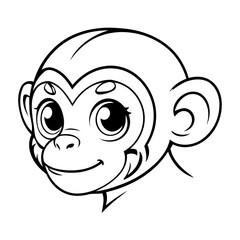 Cute vector illustration Monkey drawing for toddlers colouring page
