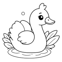 Simple vector illustration of Swan for toddlers colouring page