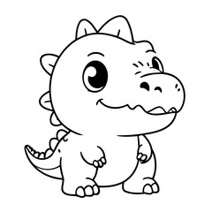 Cute vector illustration Dino drawing for kids page