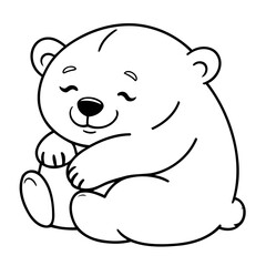 Vector illustration of a cute Polarbear drawing for kids colouring activity