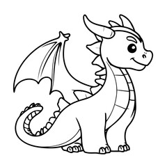 Simple vector illustration of Dragon for toddlers colouring page
