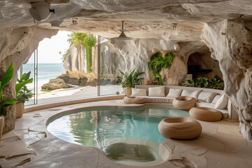 A cave house with an indoor pool, luxury paradise, original resort