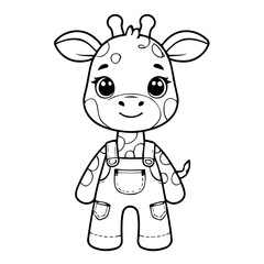 Cute vector illustration giraffe drawing for children page