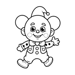 Vector illustration of a cute Clown doodle for kids colouring page