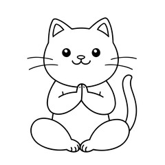 Cute vector illustration Cat doodle for toddlers colouring page