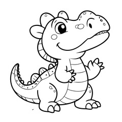 Vector illustration of a cute crocodile doodle for kids coloring worksheet