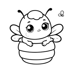 Vector illustration of a cute beehive doodle for toddlers coloring activity