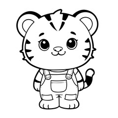 Cute vector illustration Tiger drawing colouring activity