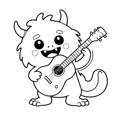 Cute vector illustration Monster colouring page for kids