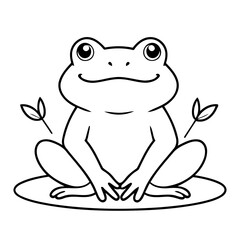 Simple vector illustration of Bullfrog drawing for kids colouring activity