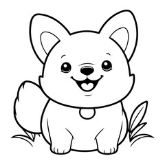 Simple vector illustration of Corgi outline for colouring page