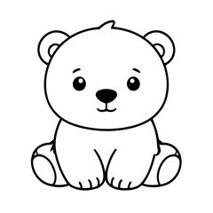 Simple vector illustration of PolarBear doodle for toddlers worksheet