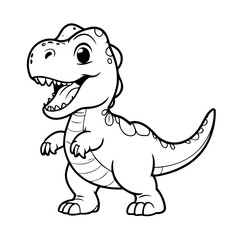 Cute vector illustration TRex drawing for kids colouring activity