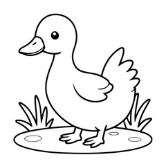 Simple vector illustration of Goose hand drawn for kids page