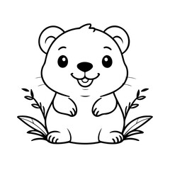 Cute vector illustration Beaver doodle for toddlers colouring page